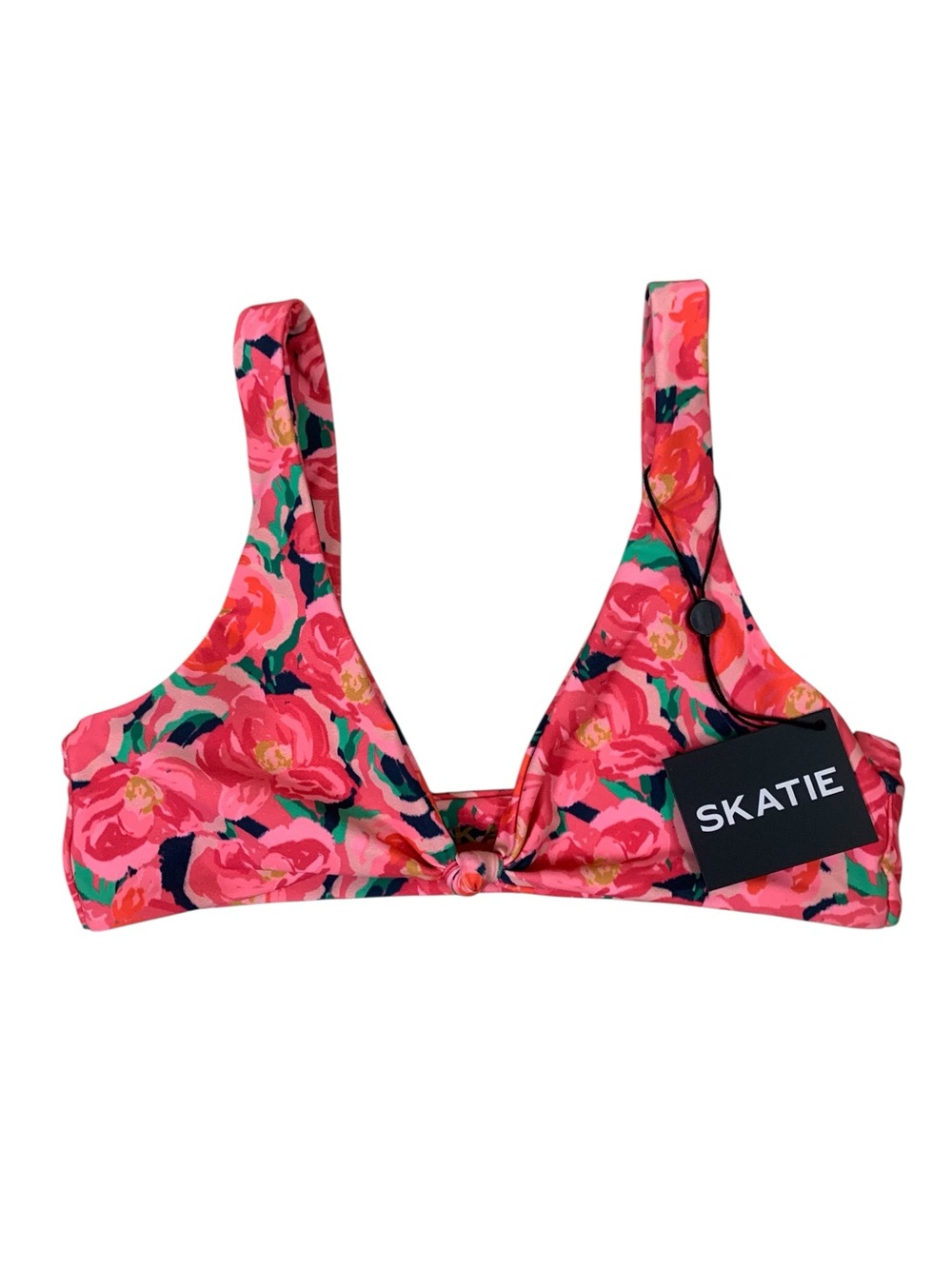Skatie Pink Floral Bikini Top Ring Front Swimwear Beach Vacation Womens S